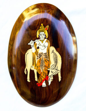 Rosewood Mysore Inlay Wall panel 6*9 Inch Oval Shape