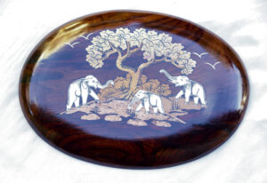 Rosewood Mysore Inlay Wall panel 7*10 Inch Oval Shape