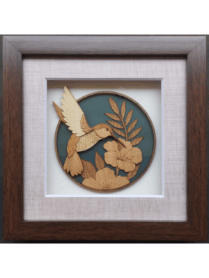 Veneer Art Wall Hanging 8"x 8" Hummingbird