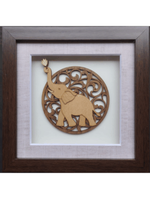 Veneer Art Wall hanging Trunk up Elephant 8"x8"